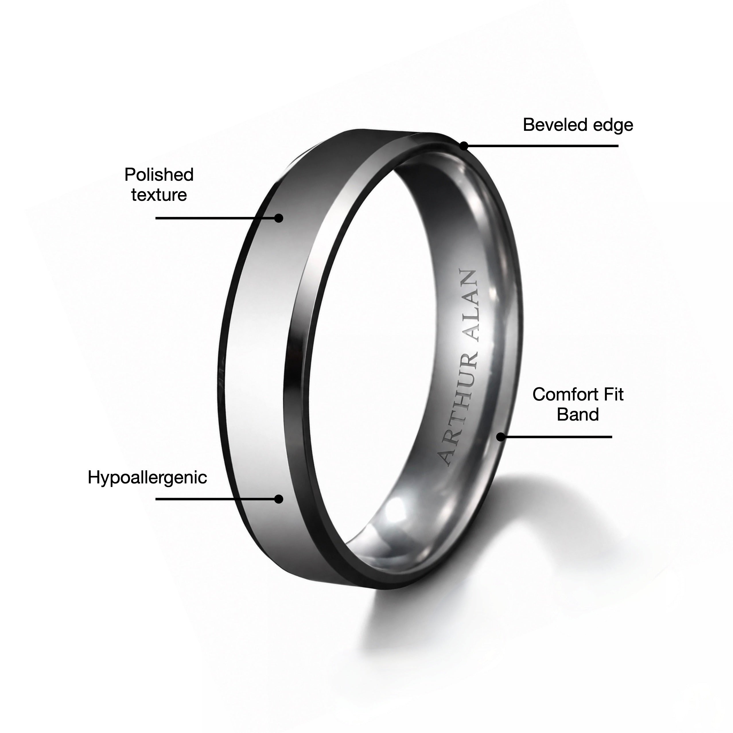 Steel Beveled Edge Titanium Ring (6MM)
