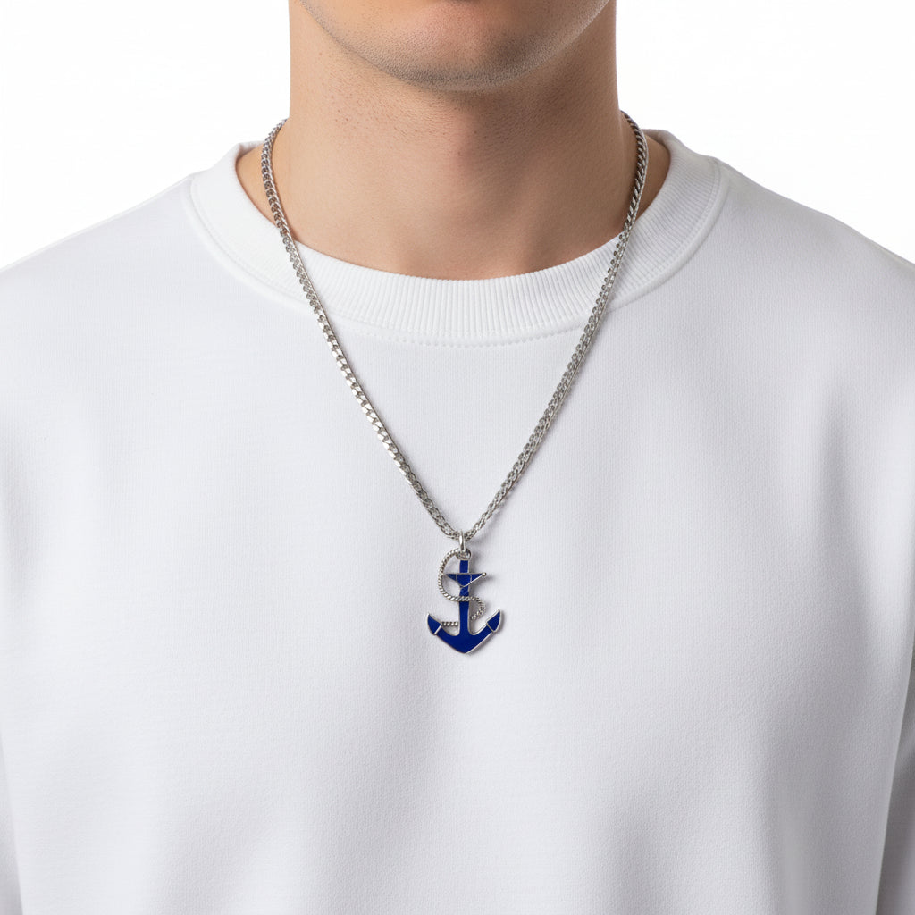 Navy Anchor Necklace