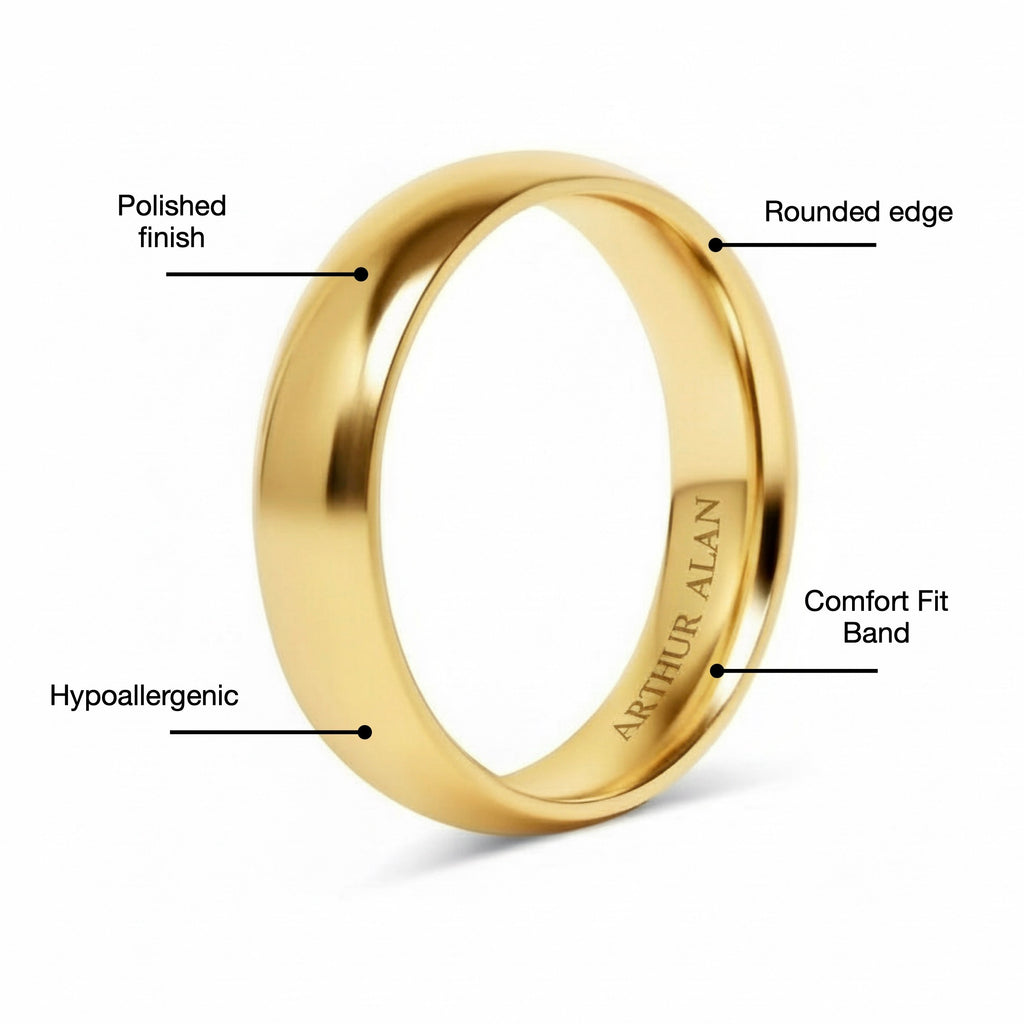 Gold 18K PVD Stainless Steel Band Ring (6MM)
