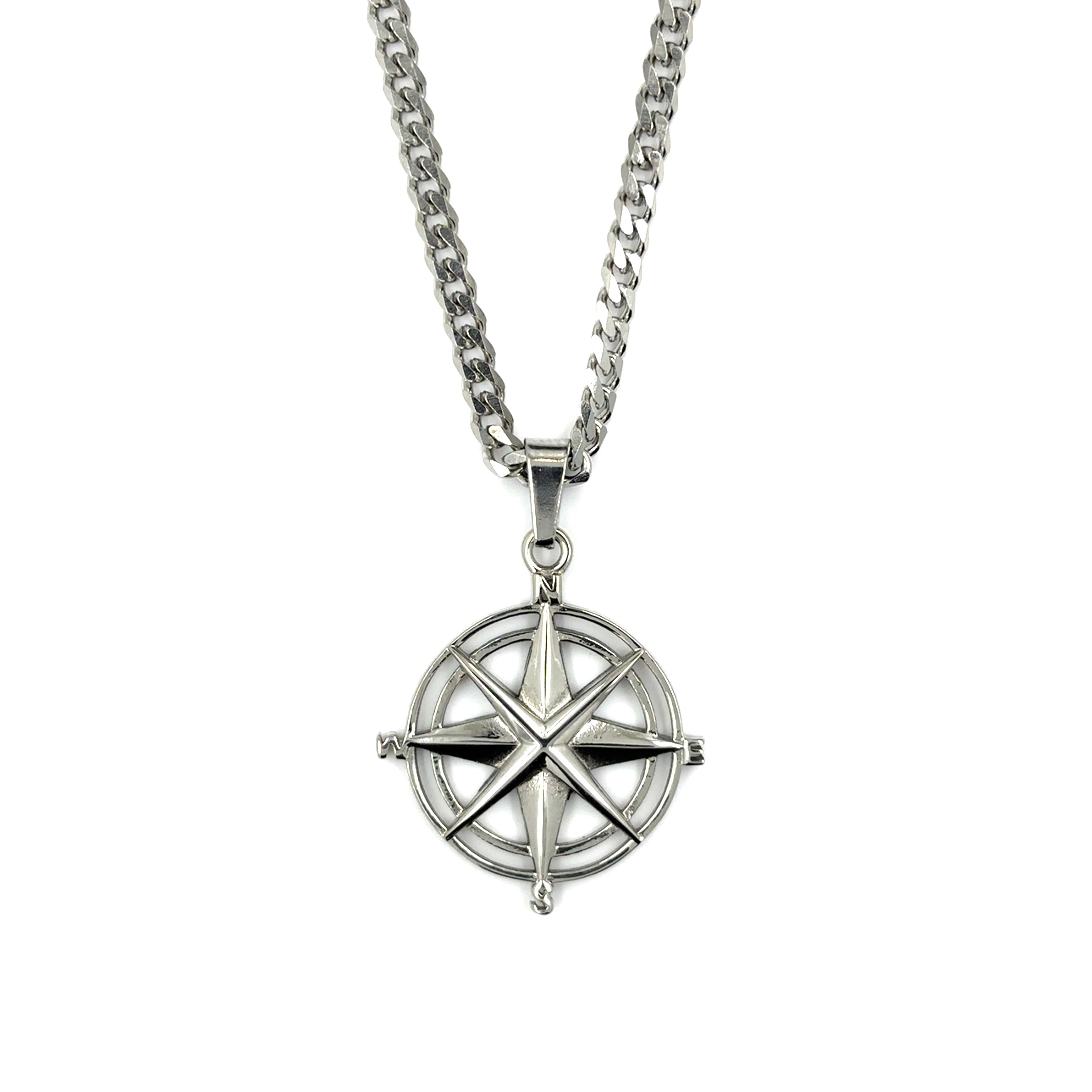 Compass Rose Necklace (Silver)