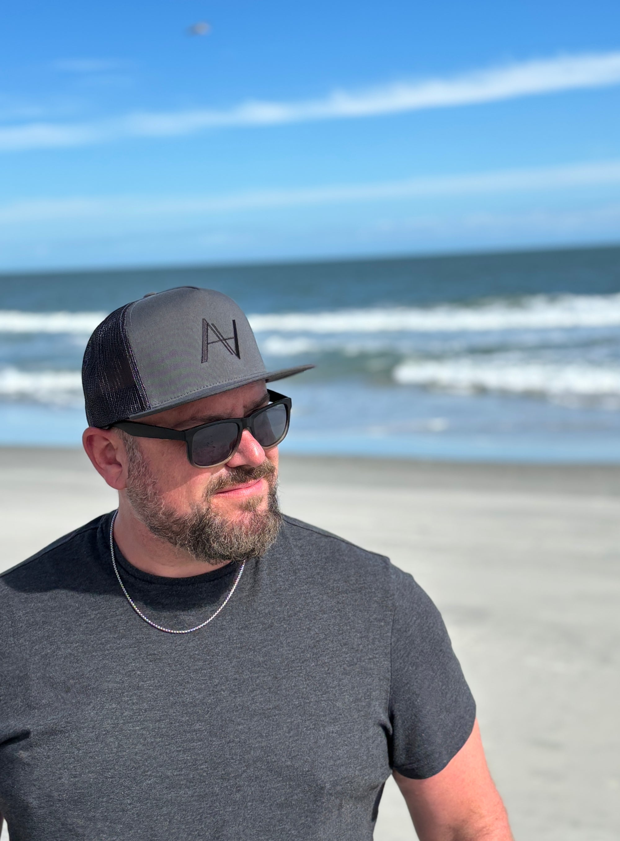 Charcoal Flat Brim Snapback Hat