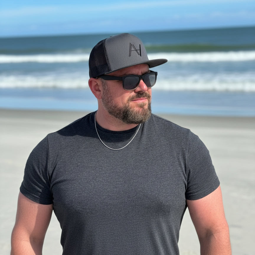 Charcoal Flat Brim Snapback Hat