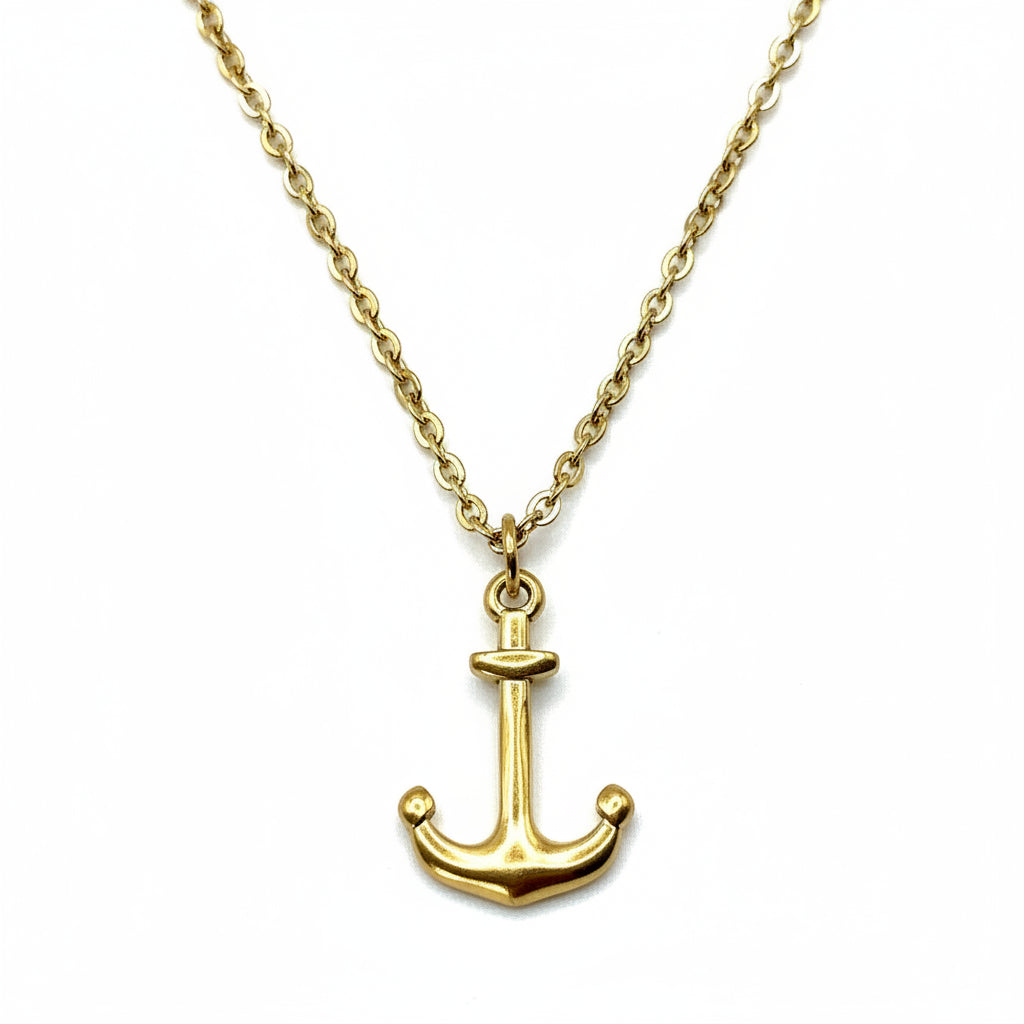 Gold anchor necklace