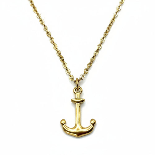 Gold anchor necklace
