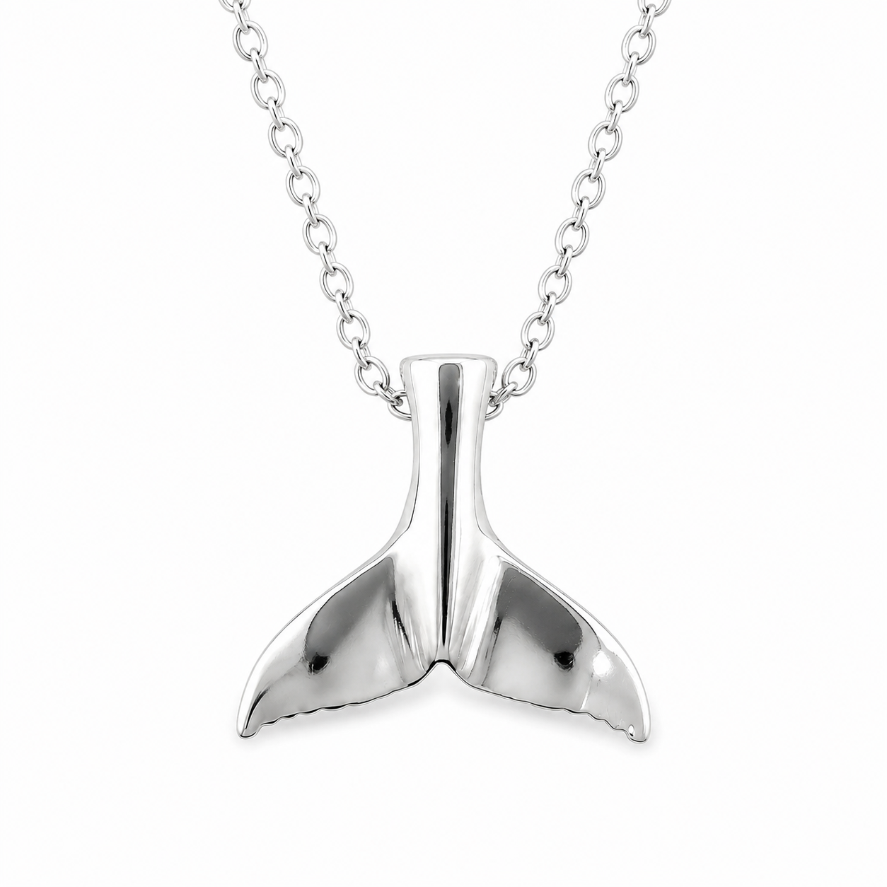 Whale Tail Necklace (Sterling Silver)