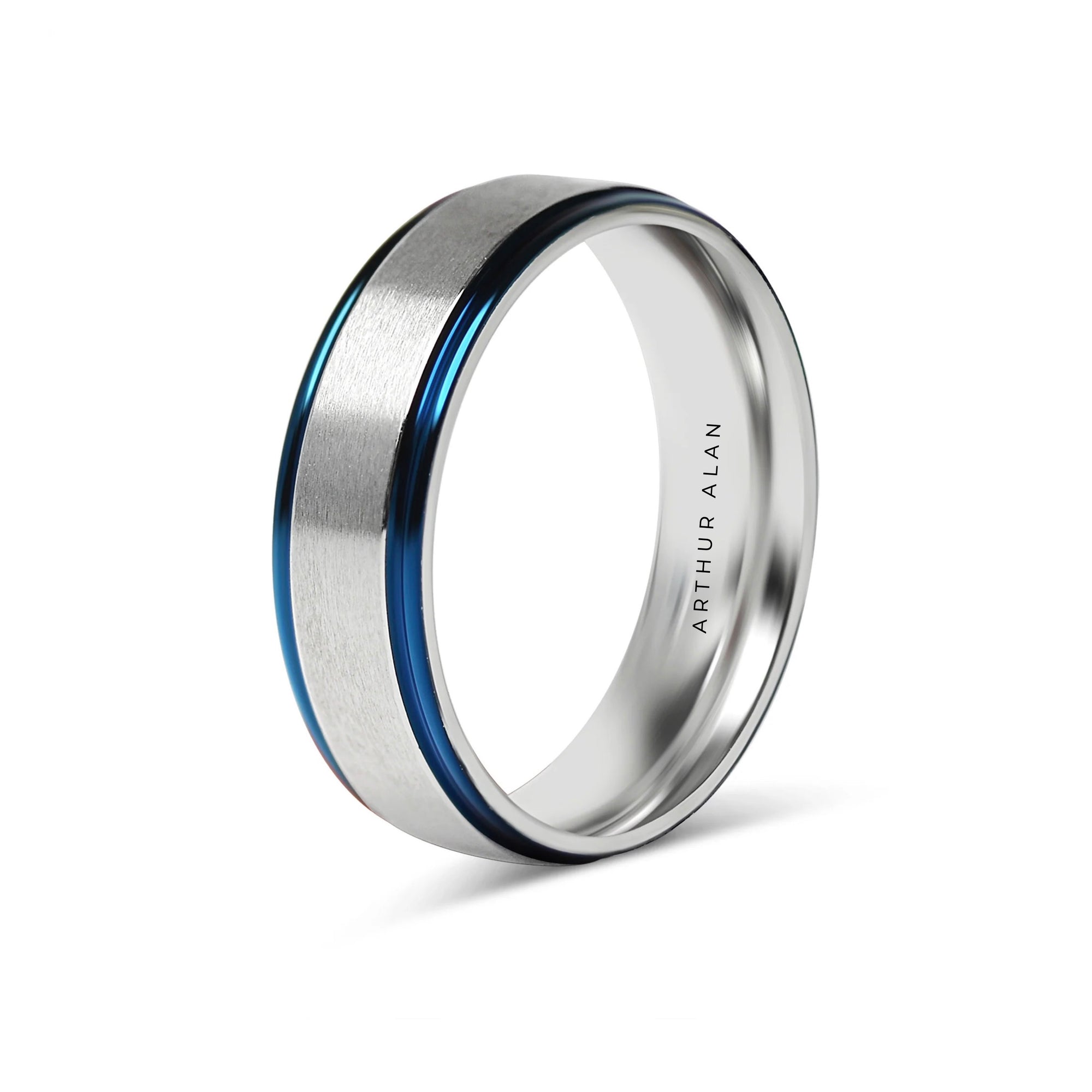 Stainless Steel Blue Trim With Brushed Center Ring (6MM)