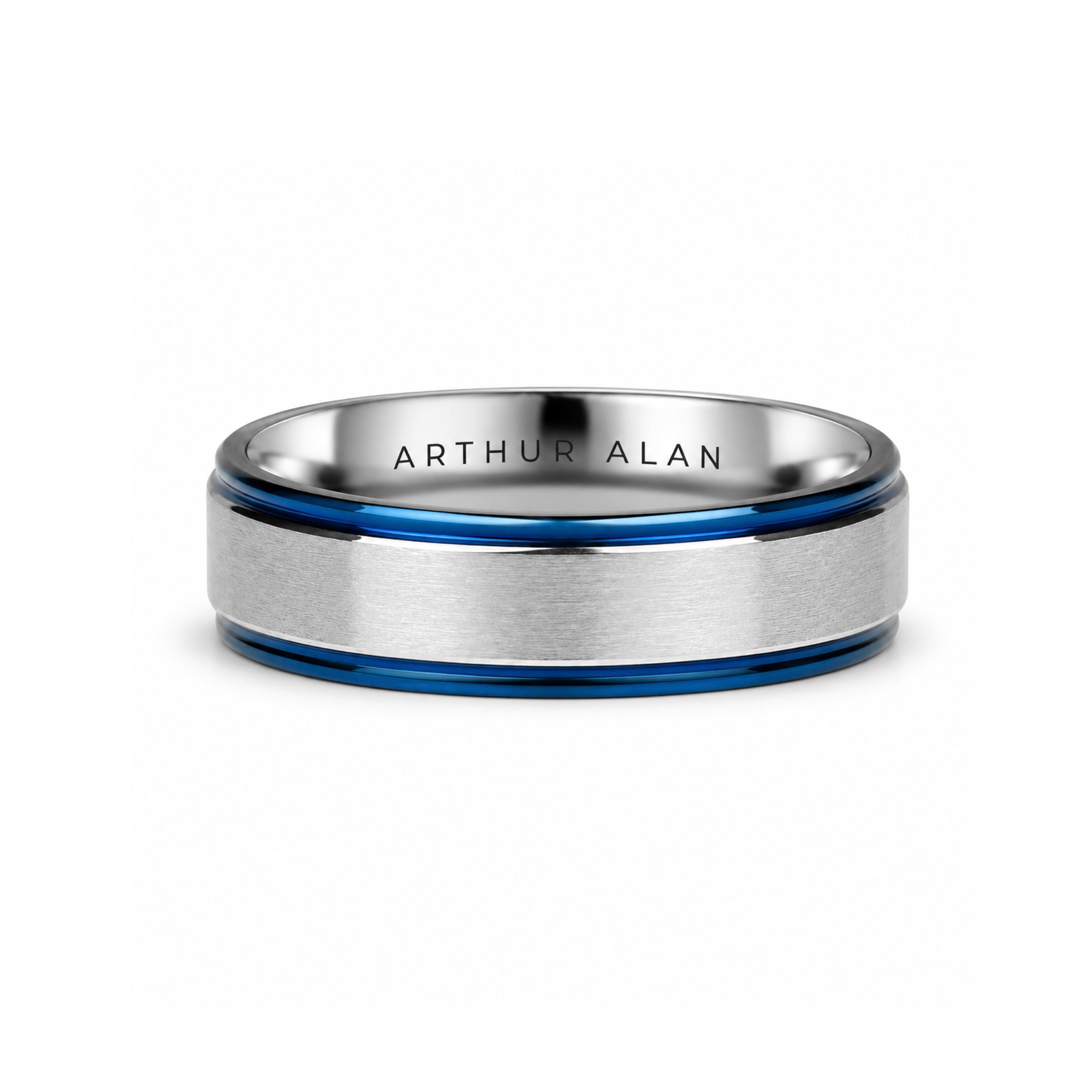Stainless Steel Blue Trim With Brushed Center Ring (6MM)