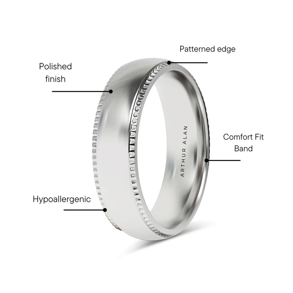 Stainless Steel Polished Center Detailed Edge Ring (6MM)