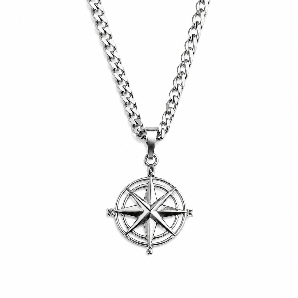 Compass Rose Necklace (Silver)