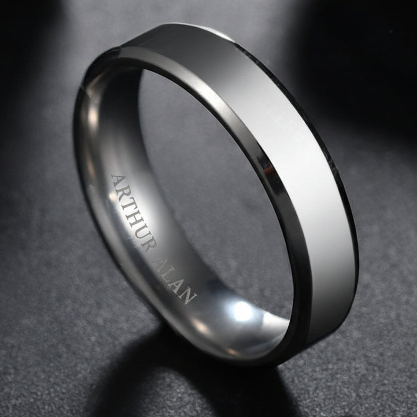 Steel Beveled Edge Titanium Ring (6MM)