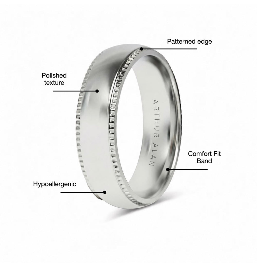 Stainless Steel Polished Center Detailed Edge Ring (6MM)