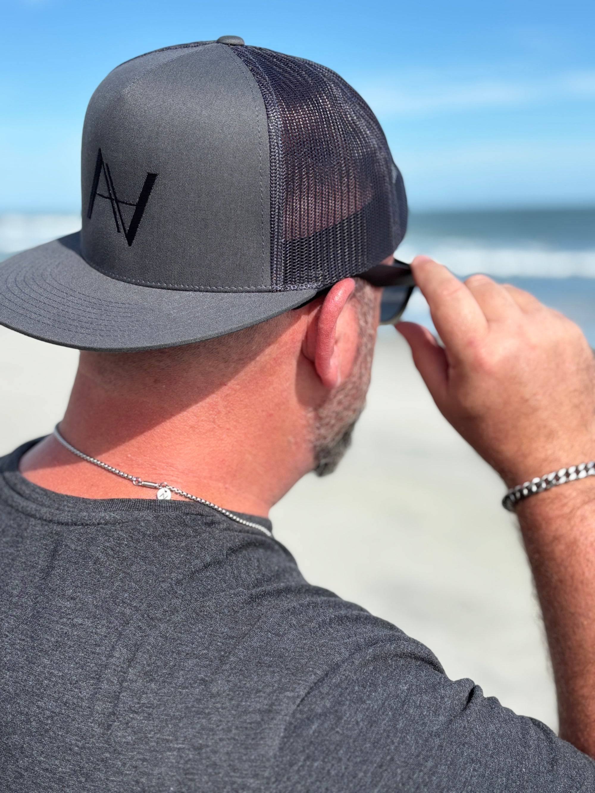 Charcoal Flat Brim Snapback Hat