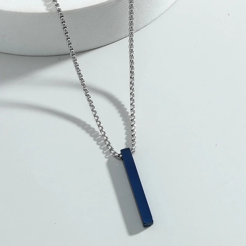 Navy Totem Bar Necklace