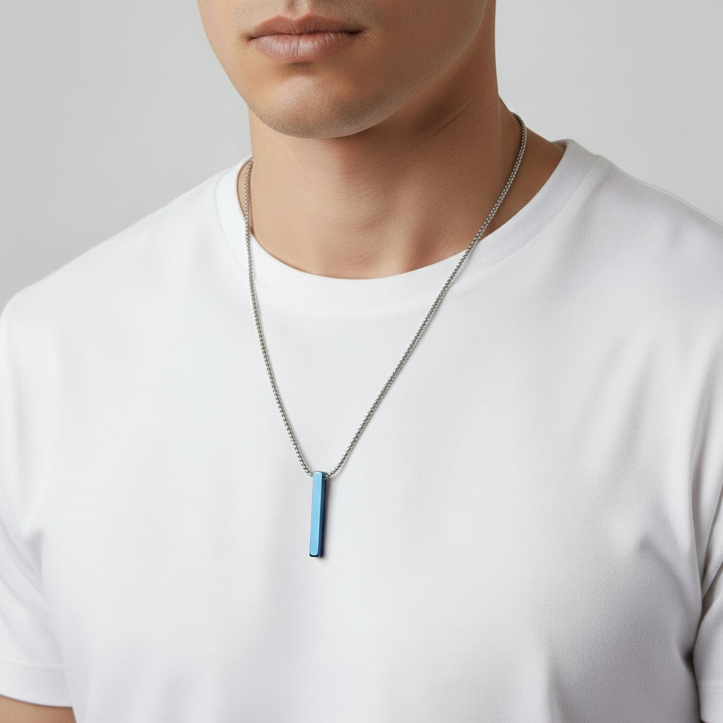 Navy Totem Bar Necklace