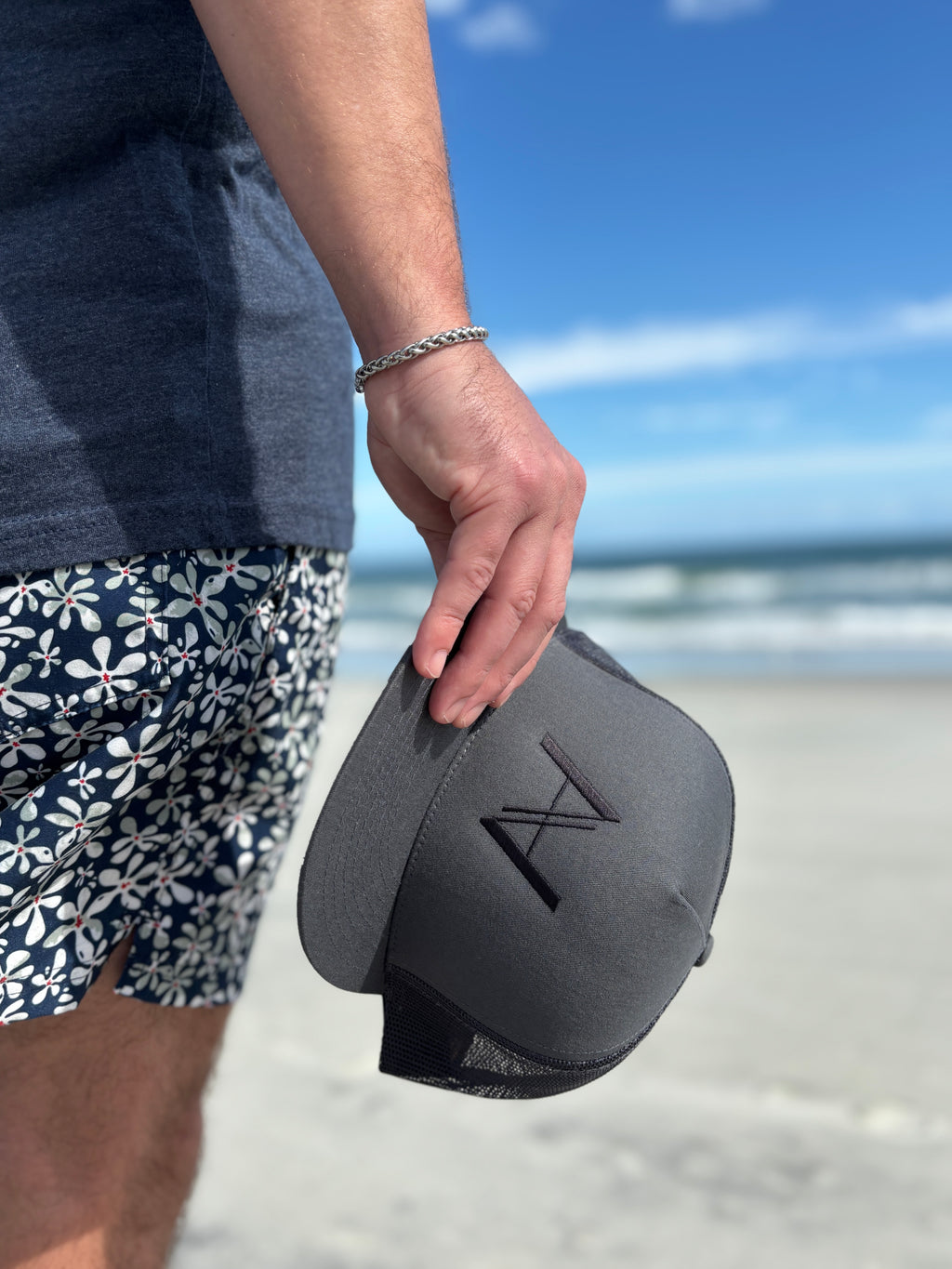 Charcoal Flat Brim Snapback Hat