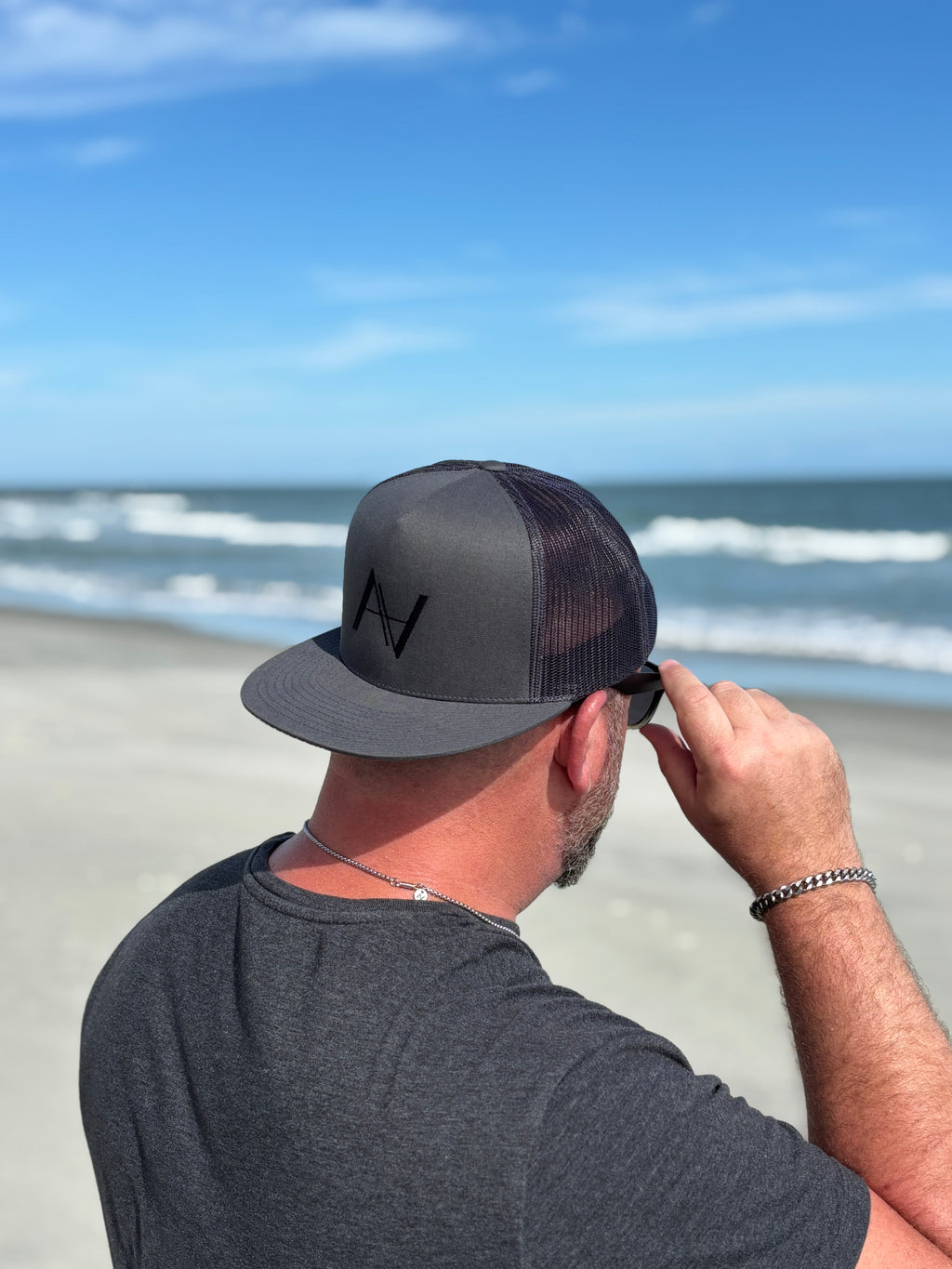 Charcoal Flat Brim Snapback Hat