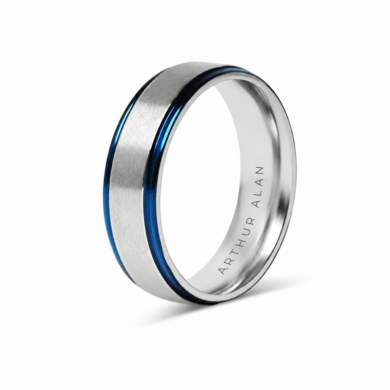 Stainless Steel Blue Trim With Brushed Center Ring (6MM)