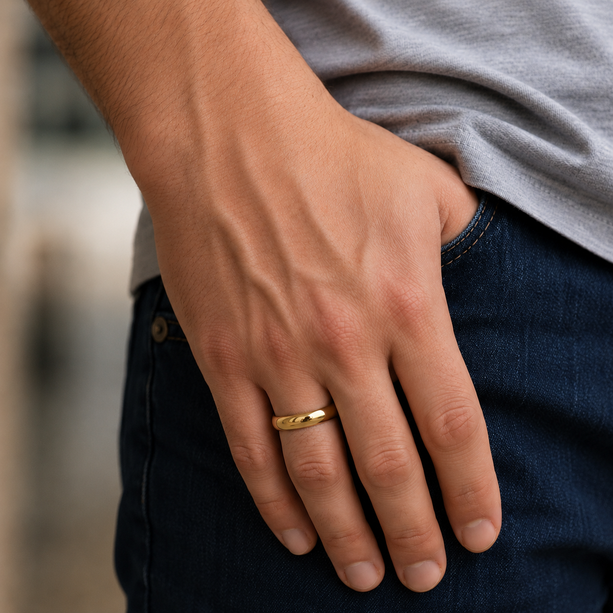 Gold 18K PVD Stainless Steel Band Ring (6MM)