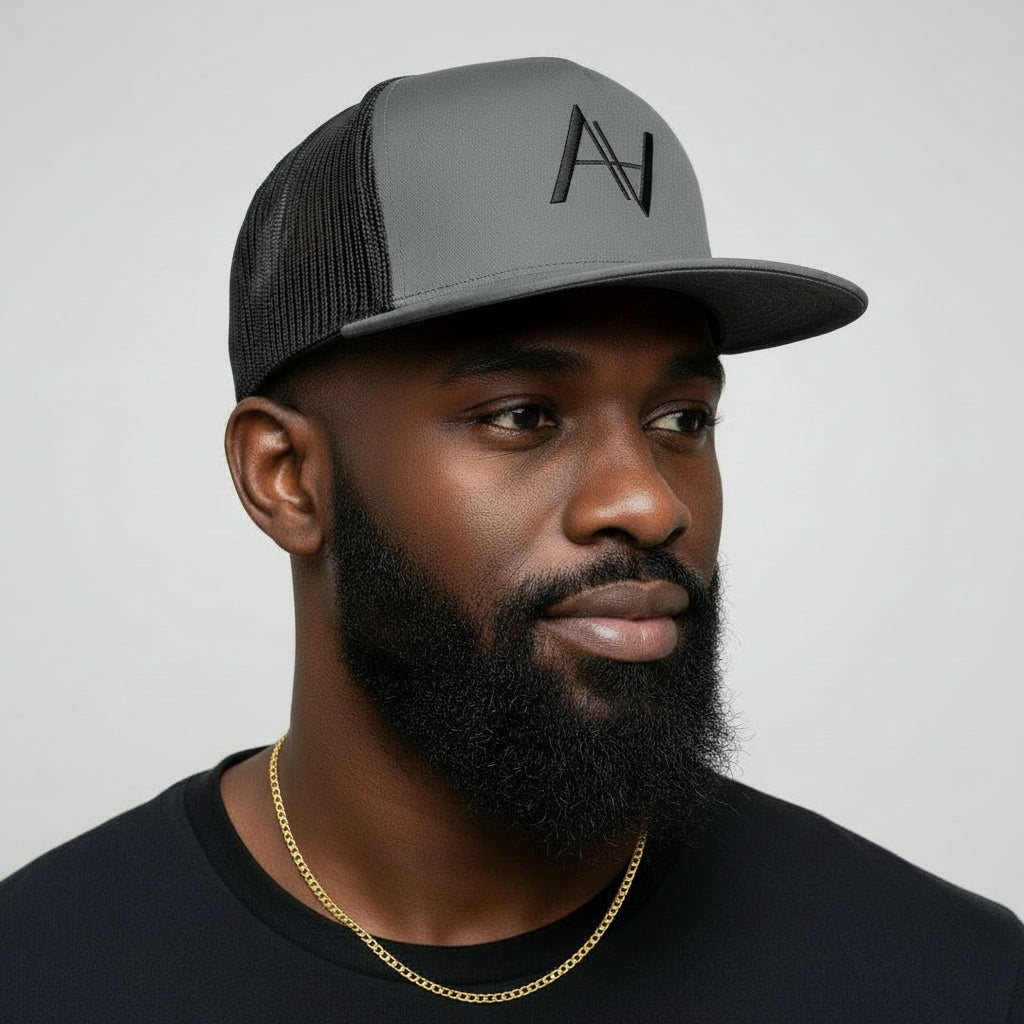 Charcoal Flat Brim Snapback Hat