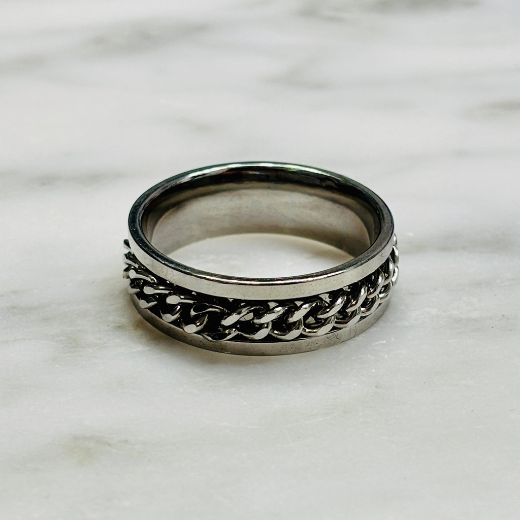 Titanium Cuban Link Spinner Ring (8MM)