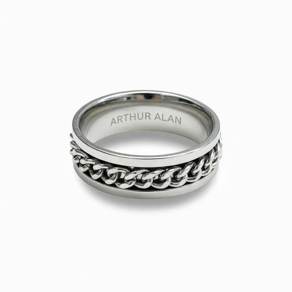 Titanium Cuban Link Spinner Ring (8MM)