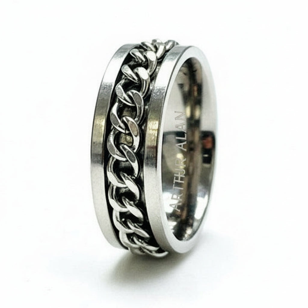 Titanium Cuban Link Spinner Ring (8MM)
