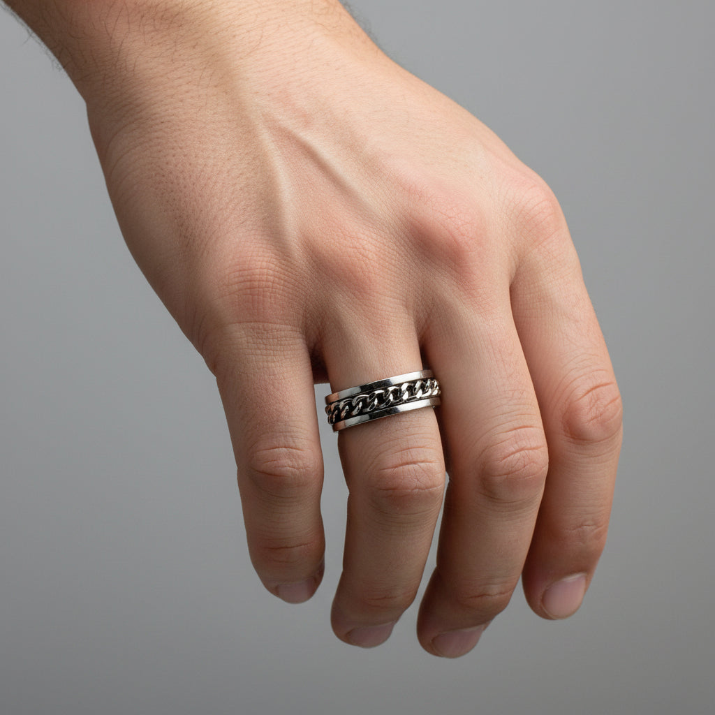 Titanium Cuban Link Spinner Ring (8MM)