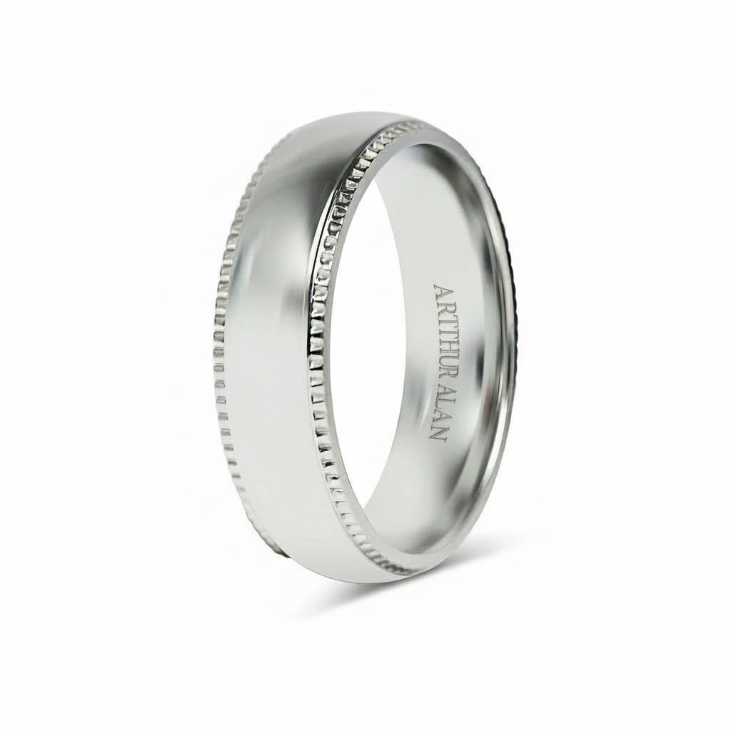 Stainless Steel Polished Center Detailed Edge Ring (6MM)