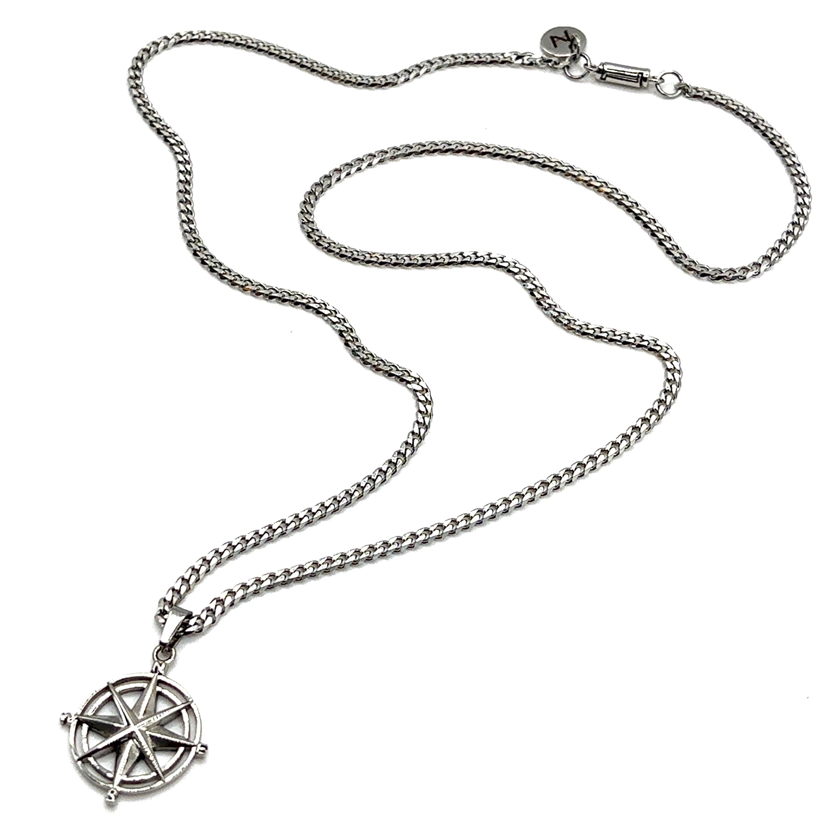 Compass Rose Necklace (Silver)