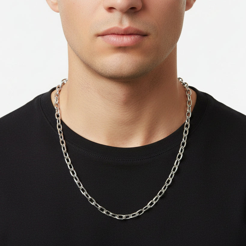 men's silver toggle chain necklace