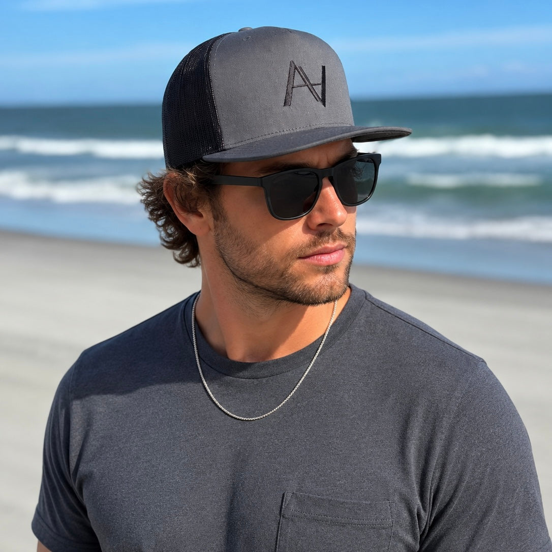 Charcoal Flat Brim Snapback Hat