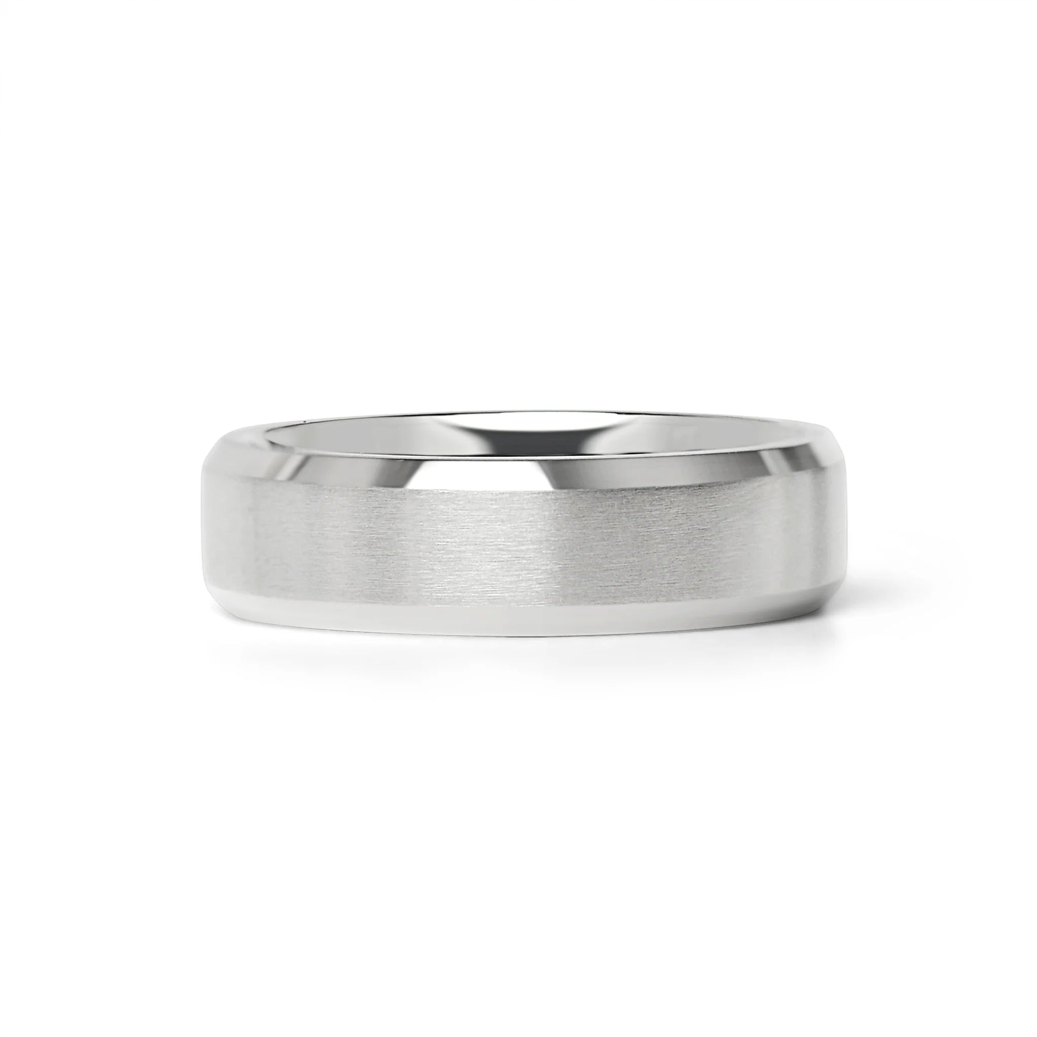 Stainless Steel Brushed Beveled Edge Band Ring (6MM)