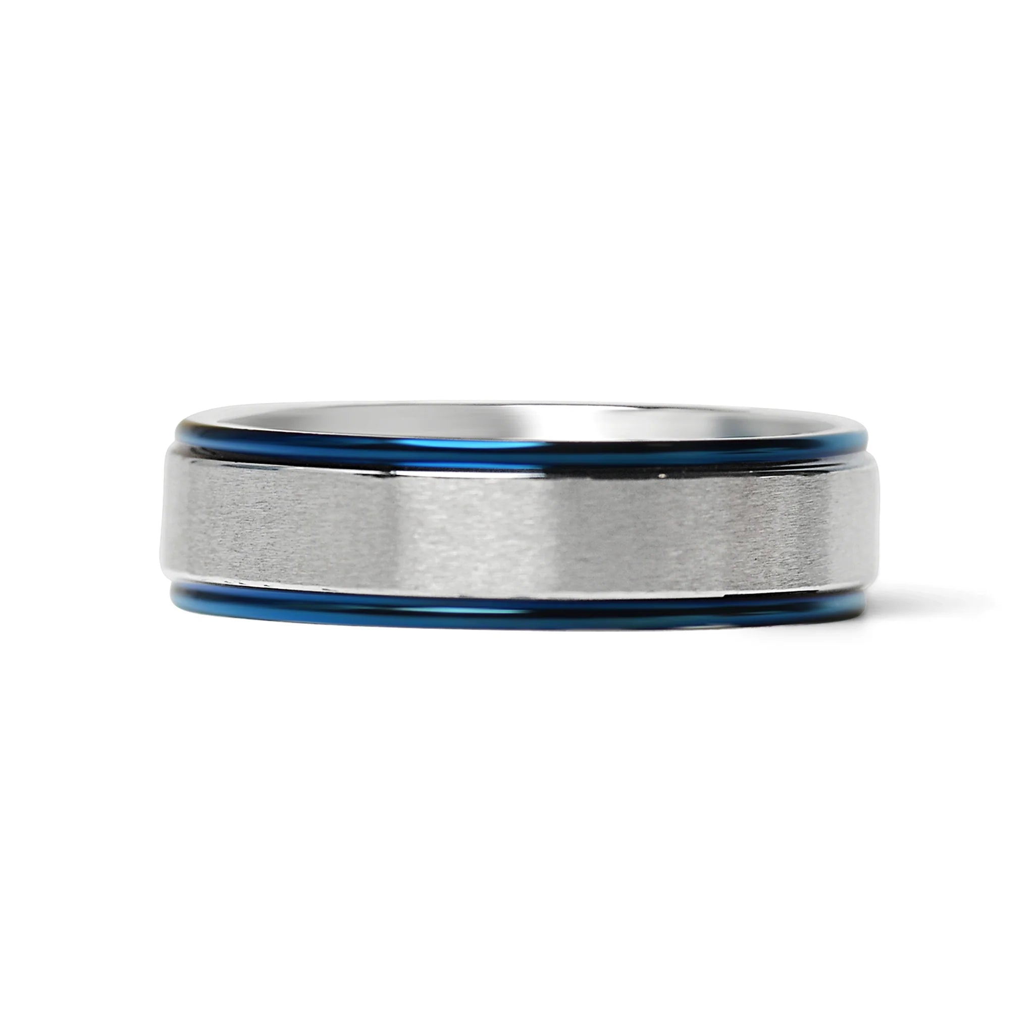 Stainless Steel Blue Trim With Brushed Center Ring (6MM)