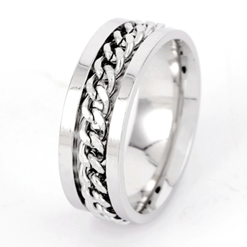 Titanium Cuban Link Spinner Ring (8MM)