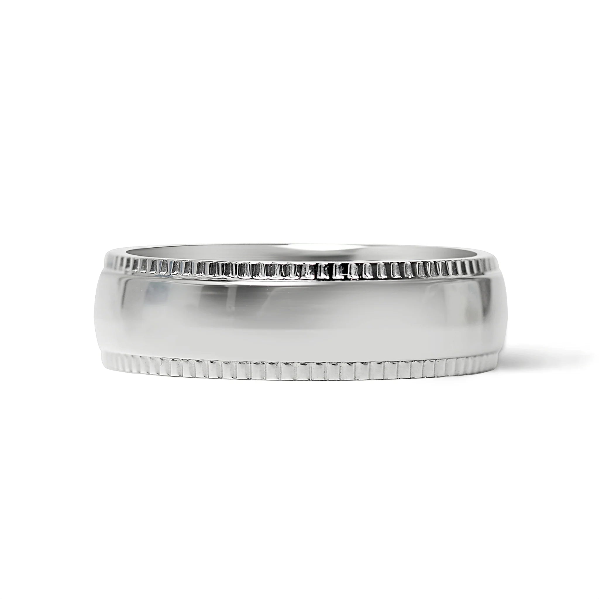 Stainless Steel Polished Center Detailed Edge Ring (6MM)