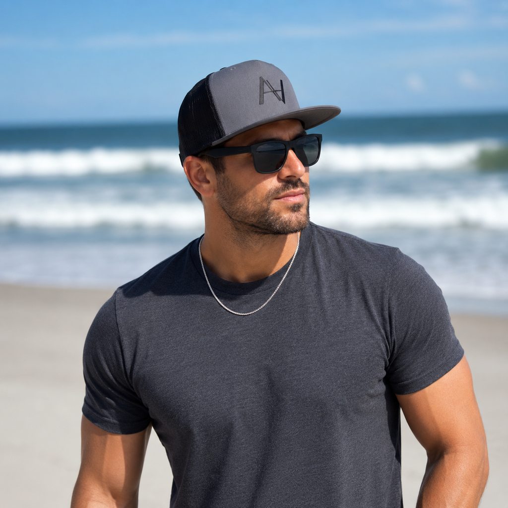 Charcoal Flat Brim Snapback Hat