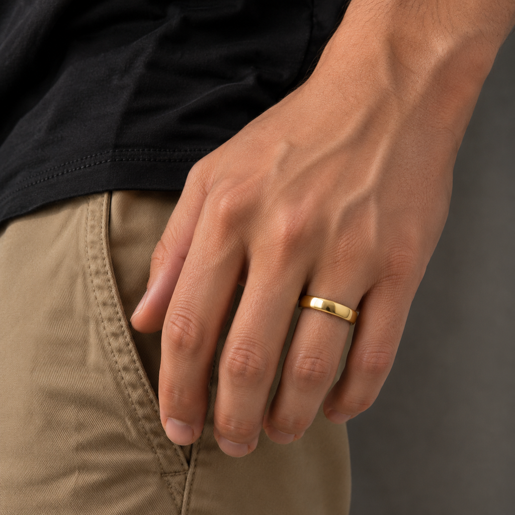 Gold 18K PVD Stainless Steel Band Ring (6MM)