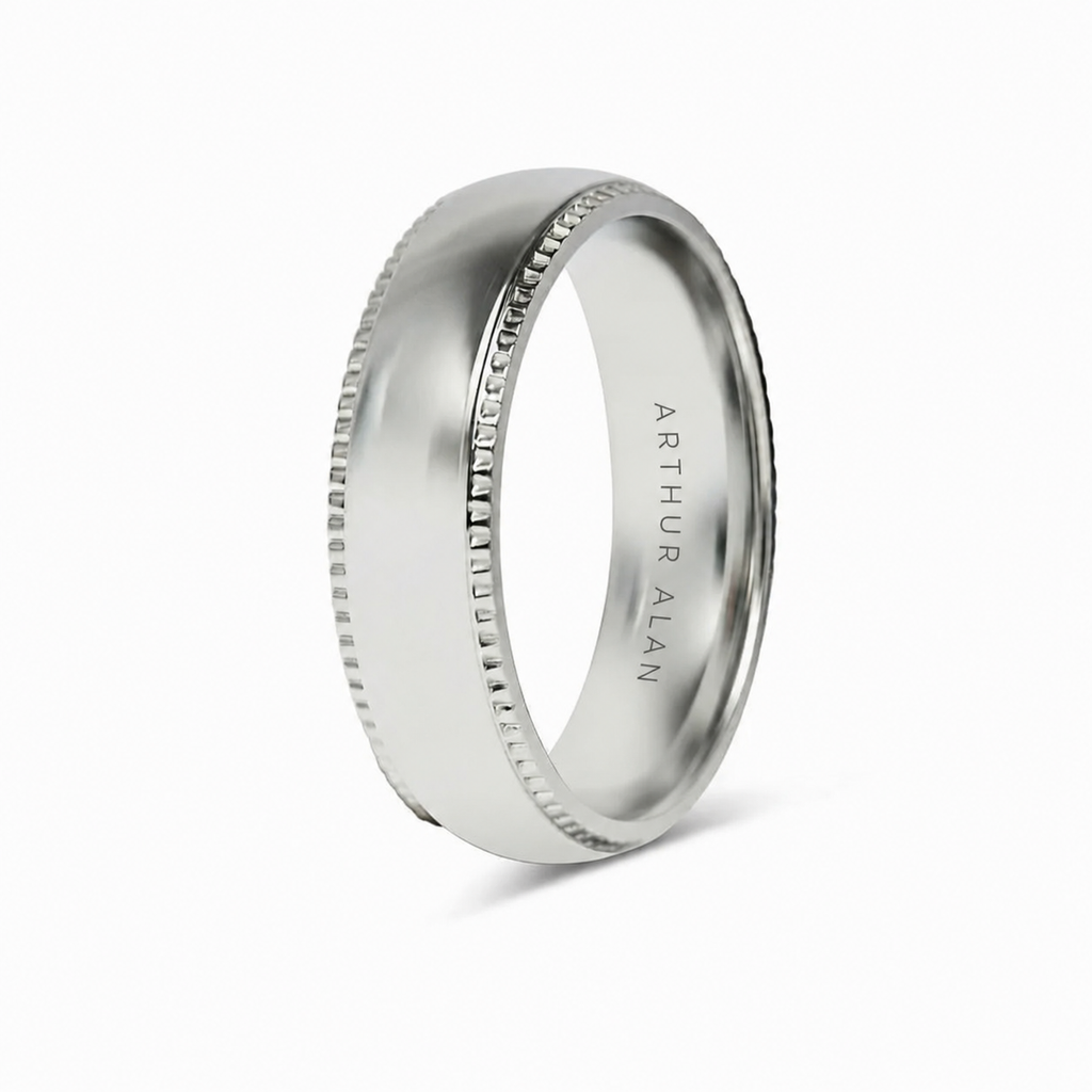 Stainless Steel Polished Center Detailed Edge Ring (6MM)