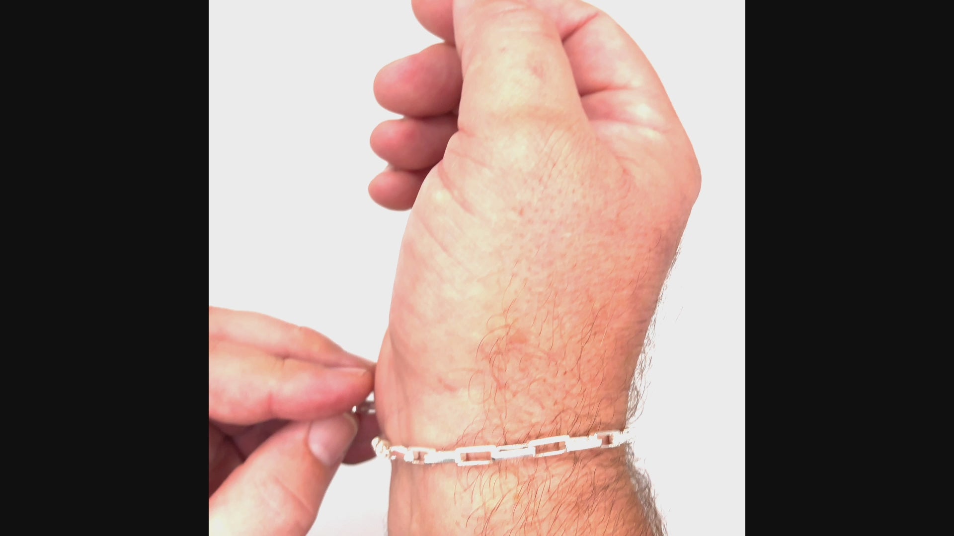 Beveled Long Box Bracelet (Sterling Silver) 4MM