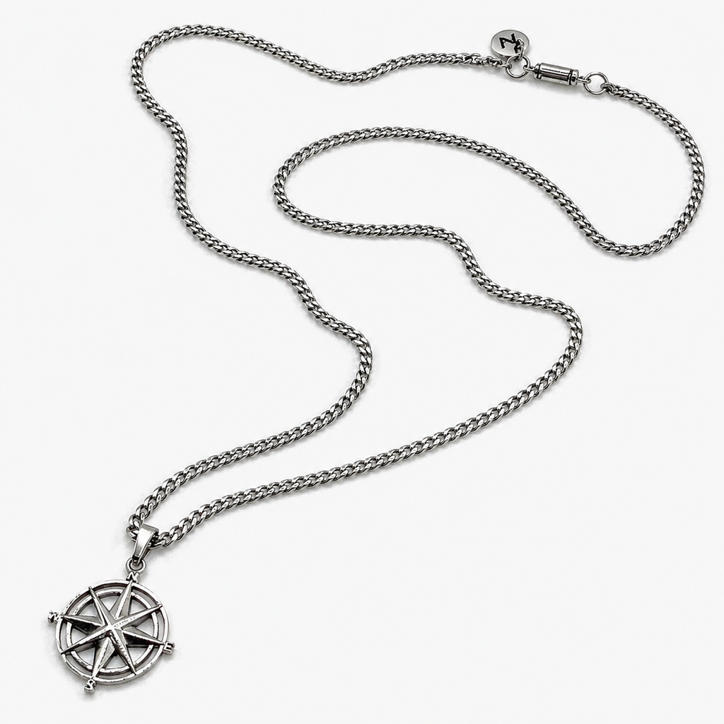 Compass Rose Necklace (Silver)