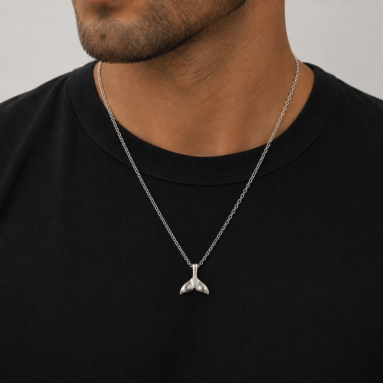 Whale Tail Necklace (Sterling Silver)